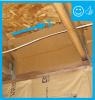 Right – Wind baffle installation maintains necessary code clearance between baffle and roof deck
