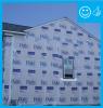 Right – The water-resistant barrier covers the entire house and the seams are taped to provide a complete drainage system
