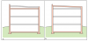 A low-sloped shed roof with the thermal boundary located at either a) the flat ceiling with a vented attic or b) the roof line for an unvented attic