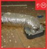 Wrong - Flex duct resting on floor compressing insulation and causing condensation 