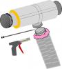 To attach the flex duct to a main trunk duct or any other connection, the flex duct is pulled over the connecting collar at least 2 inches past the raised bead, then the insulation is pulled back