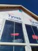 Right - The house wrap is properly flashed and taped, and all penetrations are properly flashed.