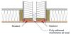 Plan view showing fully adhered membrane and sealant installed to air seal partition wall junction with the exterior wall of a multifamily building 