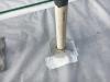 This plumbing pipe is wrapped with a stainless steel mesh skirt that is clamped to the pipe before the concrete slab is poured to to keep out bugs and rodents 