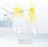 Photocells sense daylight entering from windows, ambient light from other luminaires, and reflected light bouncing around the room. 