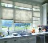 Pleated blinds provide cooling savings in summer by blocking and reflecting sunlight, while allowing some diffuse daylight to pass through.