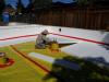 Right--The polyethylene ground cover for this insulated crawlspace is taped at seams and around posts before the insulation and slab are installed. 