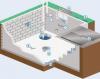 Repair leaks and cracks, and cover holes in foundation floors and walls to minimize water and vapor entry.