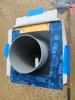 Right - After installing the EPDM gasket around the HRV duct, first the lower edge, then the sides of the gasket are taped; 11 of 14. 