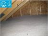 Right - Blown insulation in existing attic provides even coverage completely filling the attic space to a depth that covers the ceiling joists.