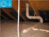 Right - Baffles are installed in attic to keep blown insulation from blocking soffit vents and ventilation path
