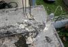 This poured concrete foundation failed due to use of incorrect concrete mix.