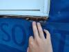 Wrong - Window is missing pan flashing under sill and tape flashing at jamb end sill. 