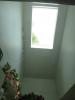 Peeling paint indicates water infiltration around a skylight