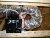 Wrong - Exhaust fans should not have tight bends in duct work, especially right next to the fan as this can block airflow